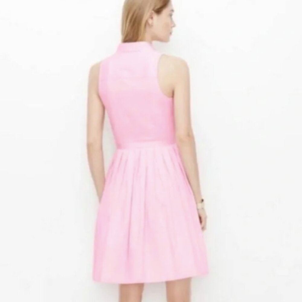 Ann Taylor Button-Down Fit & Flare Black Shirtdress Collar Pleated Sleeveless 2 - Picture 3 of 10